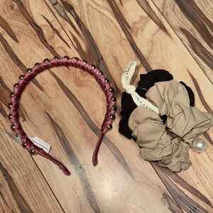 Anthropologie Beaded Headband and Pearl Scrunchies